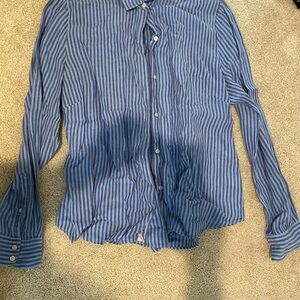 UNTUCKit Blue and White Striped Button Down Shirt